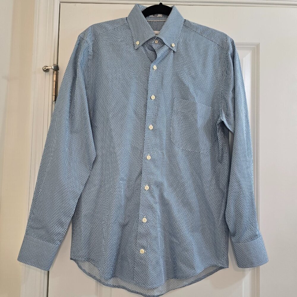 Peter Millar Men's Button Up Shirt - Geometric Blue